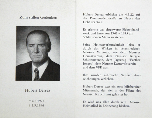 Hubert Derrez Todesanzeige